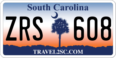 SC license plate ZRS608