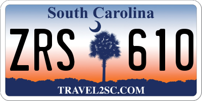 SC license plate ZRS610