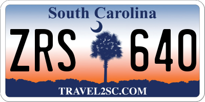 SC license plate ZRS640