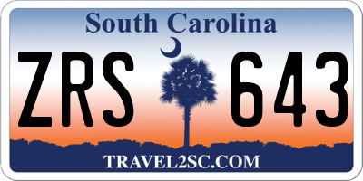 SC license plate ZRS643
