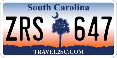SC license plate ZRS647