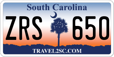 SC license plate ZRS650