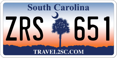 SC license plate ZRS651