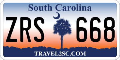 SC license plate ZRS668