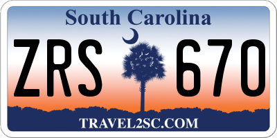 SC license plate ZRS670