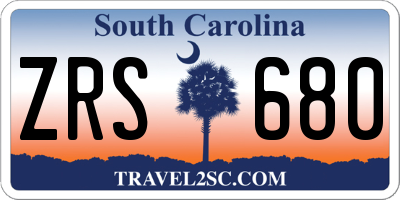 SC license plate ZRS680