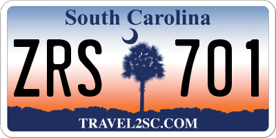 SC license plate ZRS701