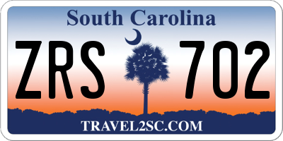 SC license plate ZRS702