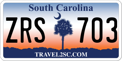SC license plate ZRS703