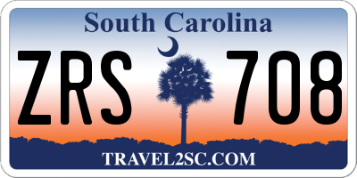 SC license plate ZRS708