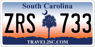 SC license plate ZRS733