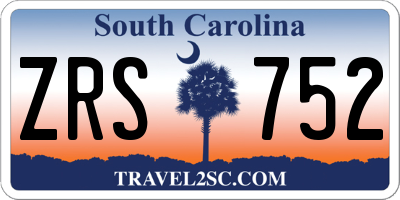 SC license plate ZRS752