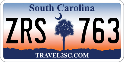SC license plate ZRS763
