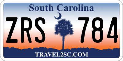 SC license plate ZRS784