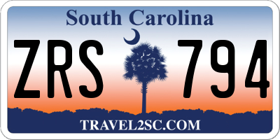 SC license plate ZRS794