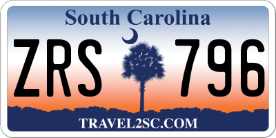 SC license plate ZRS796