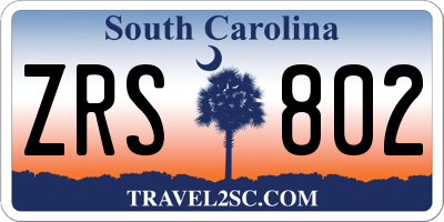 SC license plate ZRS802