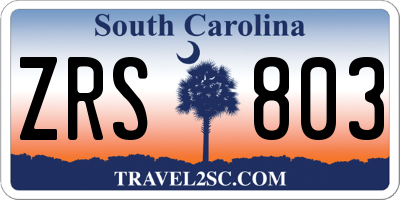 SC license plate ZRS803
