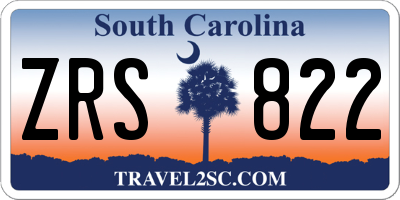 SC license plate ZRS822