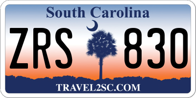 SC license plate ZRS830