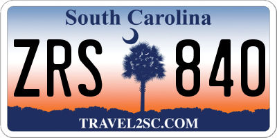 SC license plate ZRS840