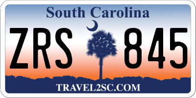SC license plate ZRS845