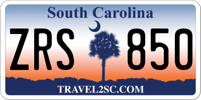 SC license plate ZRS850