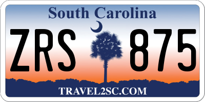 SC license plate ZRS875
