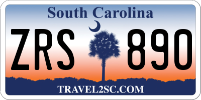 SC license plate ZRS890