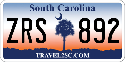 SC license plate ZRS892