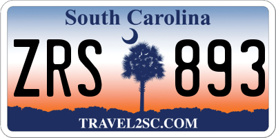 SC license plate ZRS893