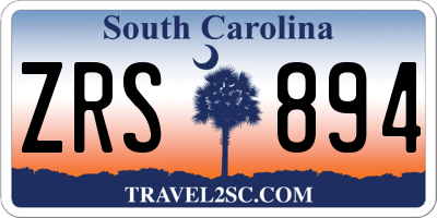 SC license plate ZRS894
