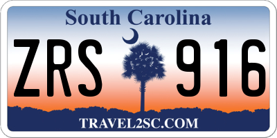 SC license plate ZRS916