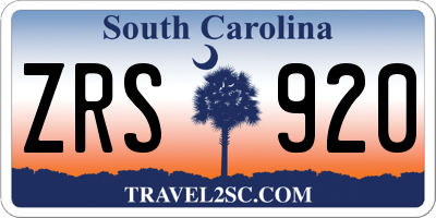 SC license plate ZRS920