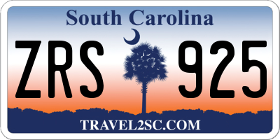 SC license plate ZRS925