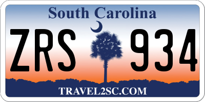 SC license plate ZRS934