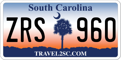 SC license plate ZRS960