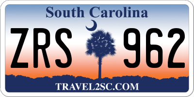 SC license plate ZRS962