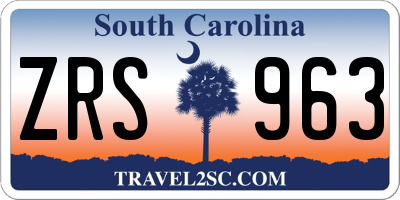 SC license plate ZRS963