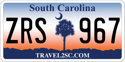 SC license plate ZRS967
