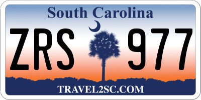 SC license plate ZRS977