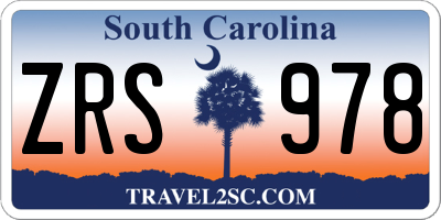 SC license plate ZRS978