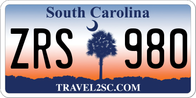 SC license plate ZRS980