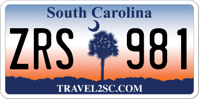 SC license plate ZRS981