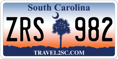 SC license plate ZRS982