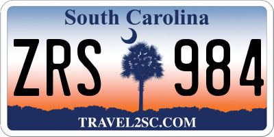 SC license plate ZRS984