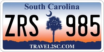 SC license plate ZRS985