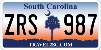 SC license plate ZRS987