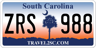SC license plate ZRS988