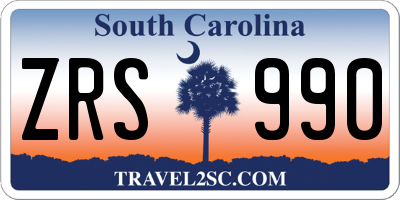 SC license plate ZRS990